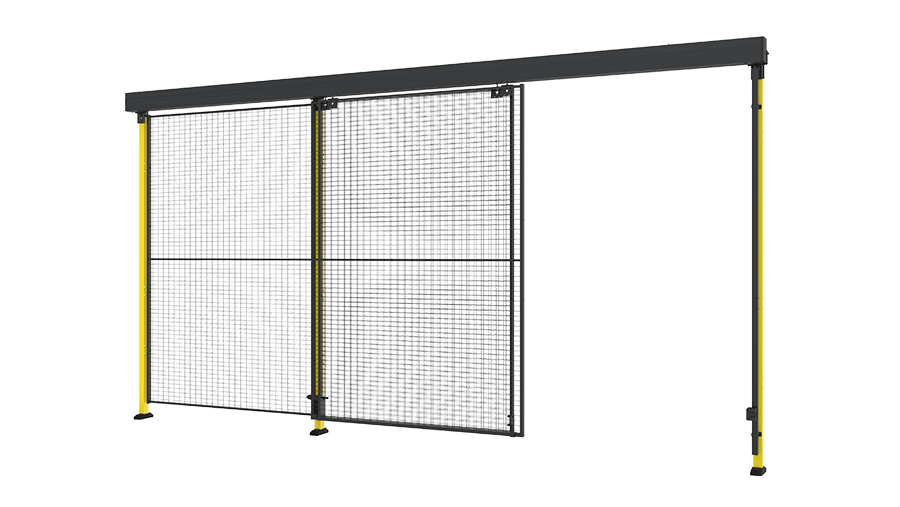 Double sliding door with 2-step rail